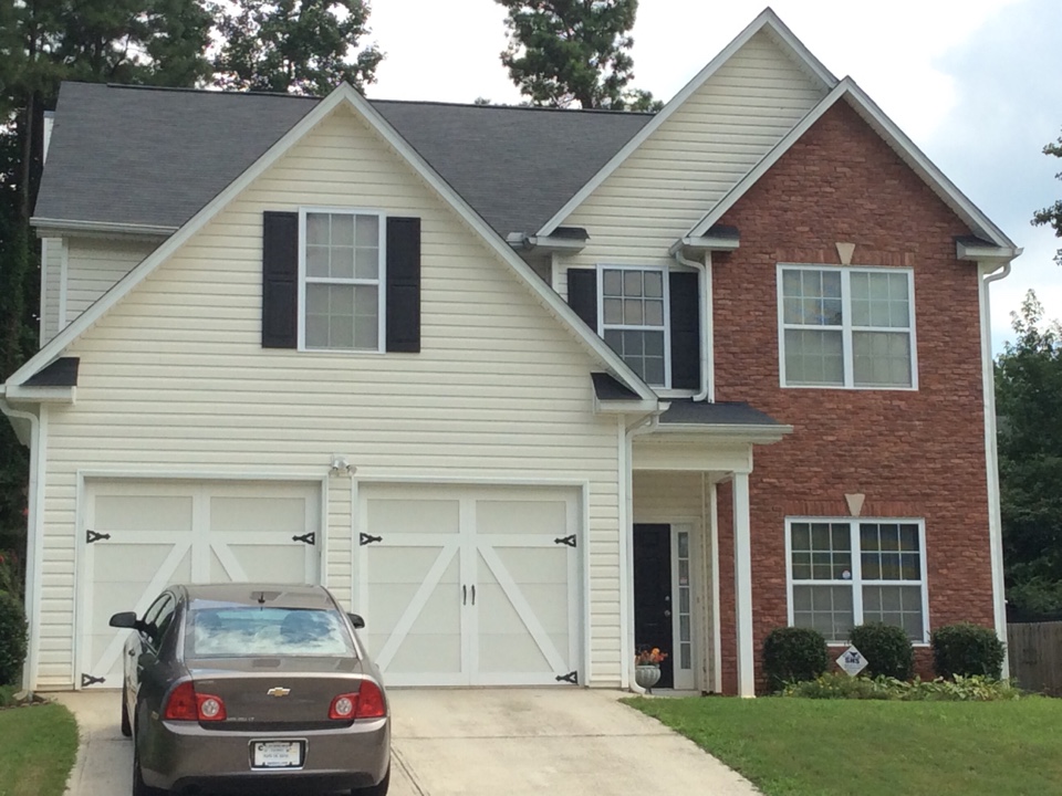 Douglasville, GA - Roof replacement done in moire black color shingles Douglasville, GA - Roof replacement done in moire black color shingles