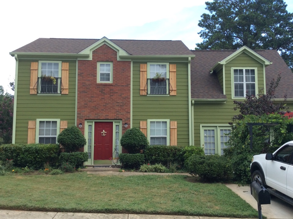 Austell, GA - Re roofing done weather wood color shingles Austell, GA - Re roofing done weather wood color shingles