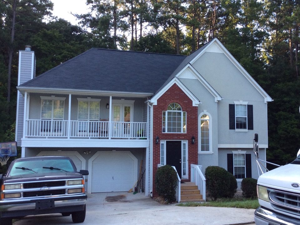 Powder Springs, GA - Roof replacement done in moire black color shingles Powder Springs, GA - Roof replacement done in moire black color shingles