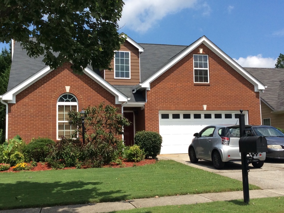 Snellville, GA - Roof replacement done in moire black color shingles Snellville, GA - Roof replacement done in moire black color shingles