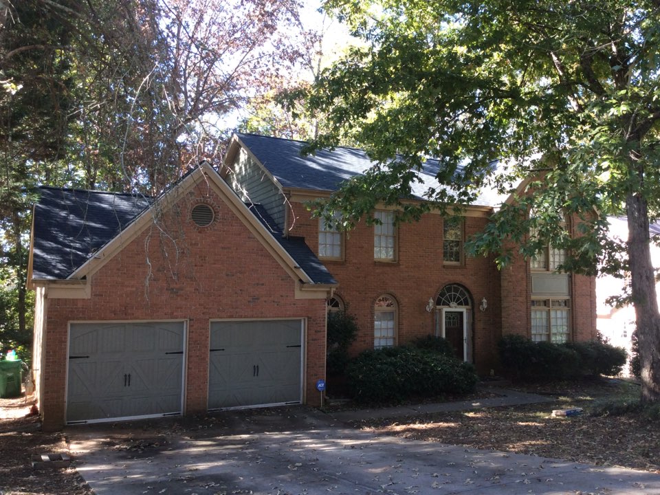 Stone Mountain, GA - Roof replacement done in moire black color shingles Stone Mountain, GA - Roof replacement done in moire black color shingles