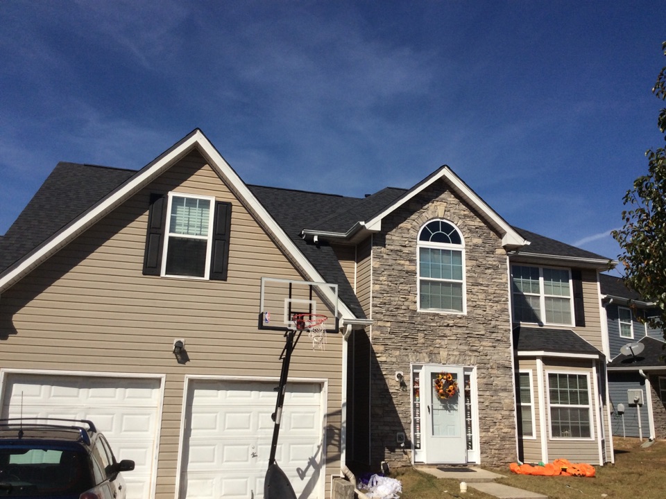 Douglasville, GA - Roof replacement done in moire black shingles Douglasville, GA - Roof replacement done in moire black shingles
