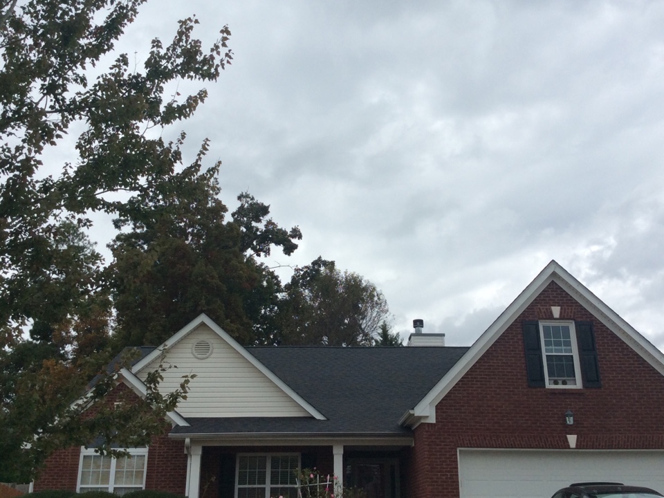 Conyers, GA - Roof replacement done in moire black color shingles Conyers, GA - Roof replacement done in moire black color shingles