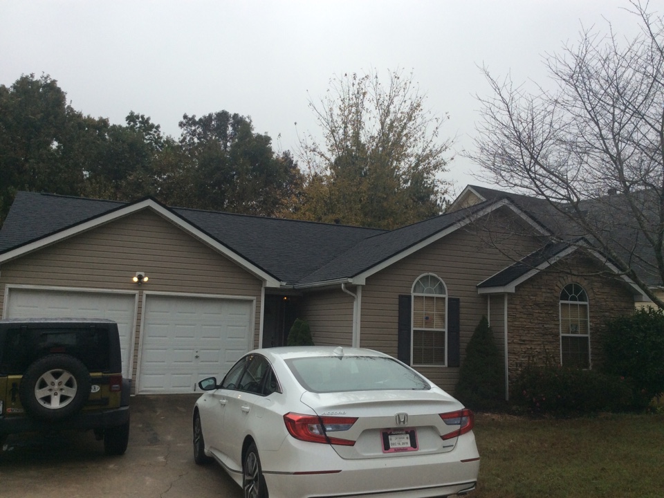 Douglasville, GA - Roof replacement done in moire black color shingles Douglasville, GA - Roof replacement done in moire black color shingles
