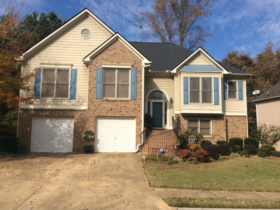 Powder Springs, GA - Roof replacement done in moire black color shingles Powder Springs, GA - Roof replacement done in moire black color shingles