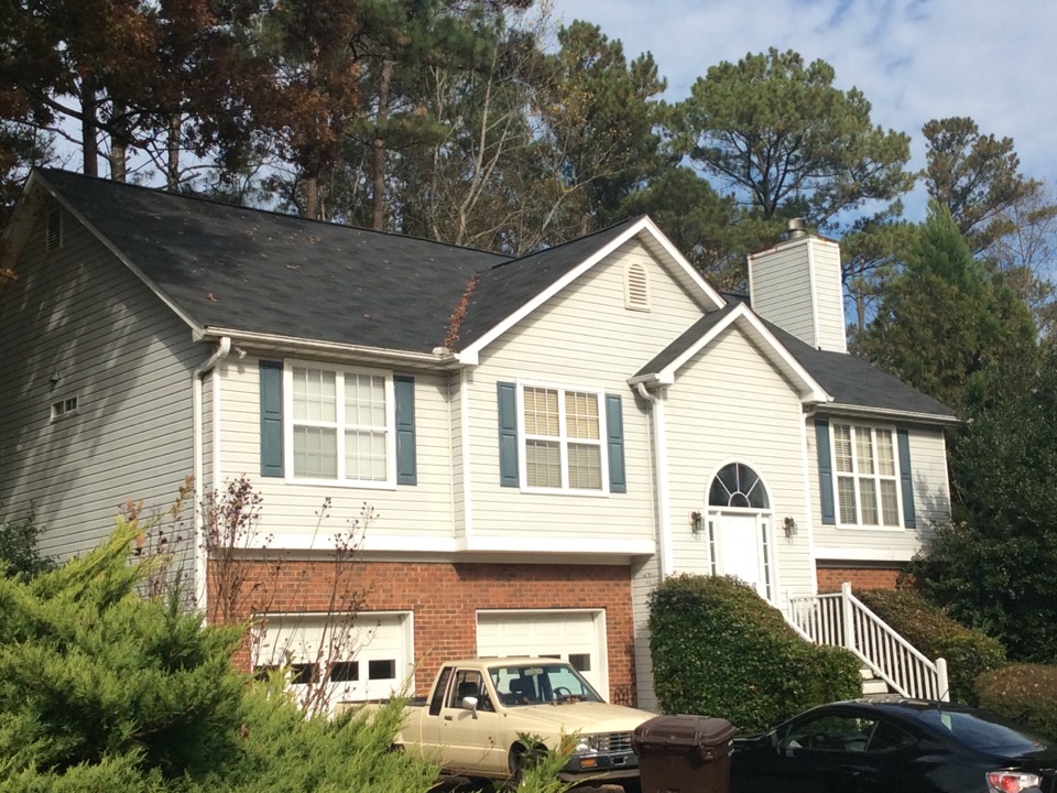 Powder Springs, GA - Roof replacement done in moire black color shingles Powder Springs, GA - Roof replacement done in moire black color shingles