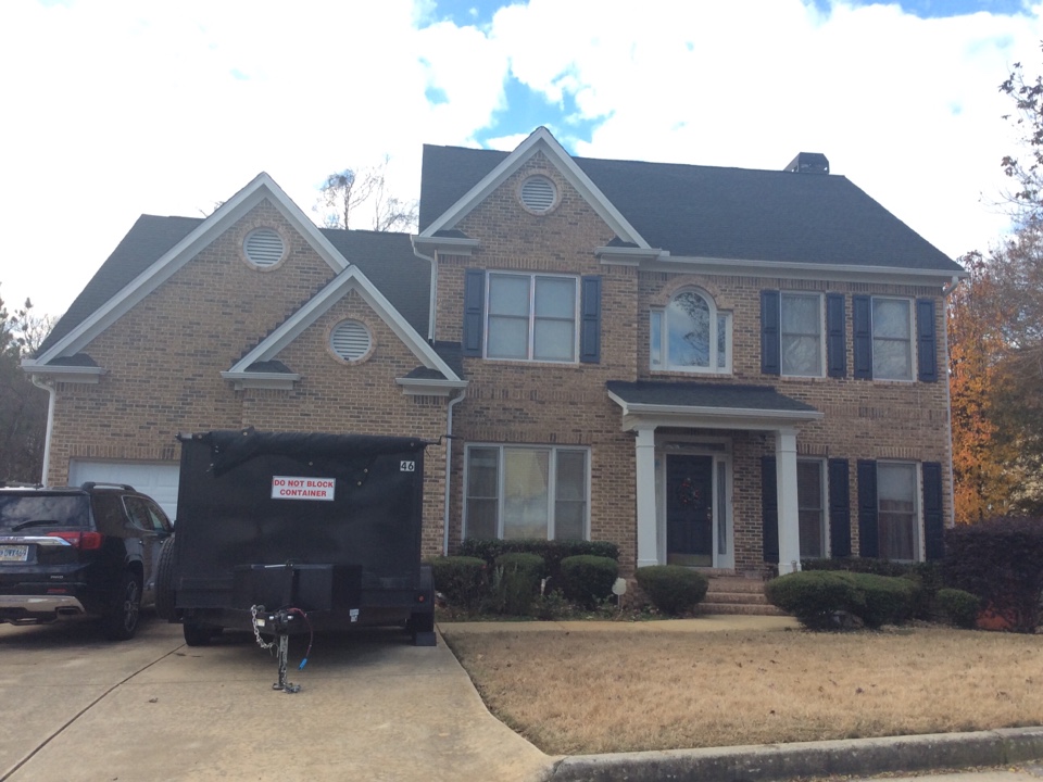 Powder Springs, GA - Roof replacement done in charcoal black color architectural shingles Powder Springs, GA - Roof replacement done in charcoal black color architectural shingles