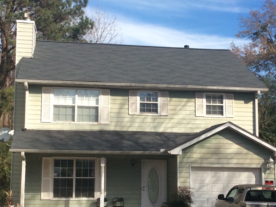 Stone Mountain, GA - Roof replacement done in moire black color shingles Stone Mountain, GA - Roof replacement done in moire black color shingles