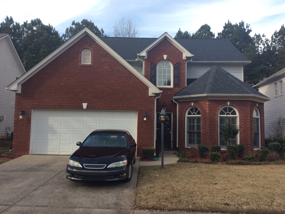 Fairburn, GA - Roof replacement done in moire black color shingles Fairburn, GA - Roof replacement done in moire black color shingles