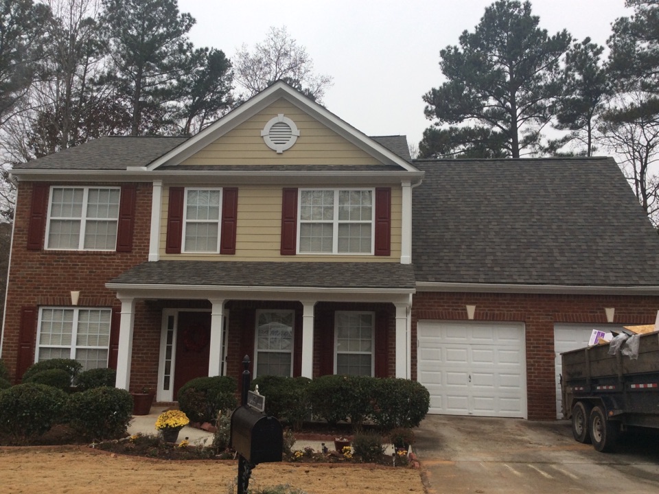 Union City, GA - Roof replacement done in Weatherwood color shingles Union City, GA - Roof replacement done in Weatherwood color shingles