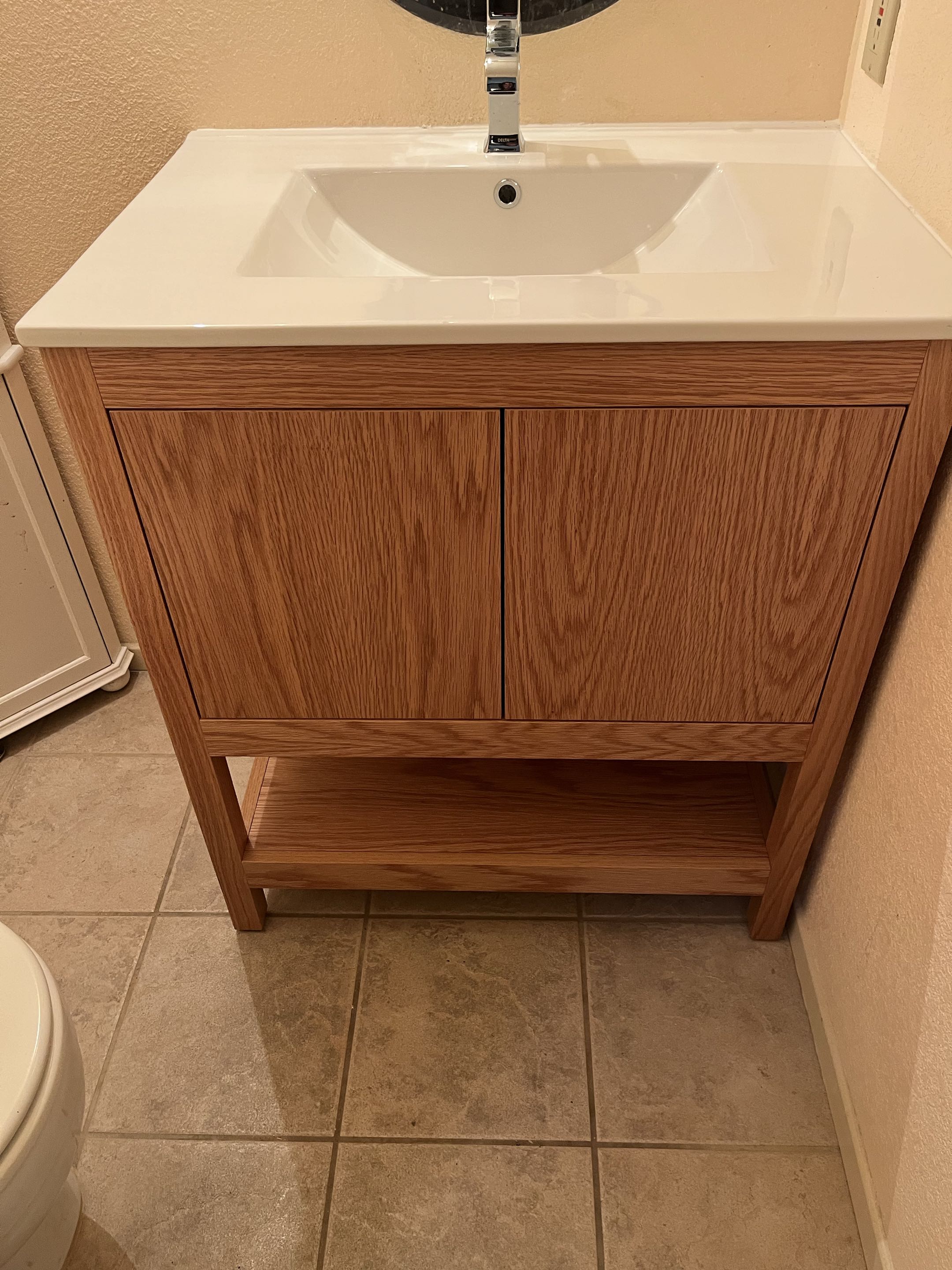 George plumbing installed skirted toilet as well as vanity for Customer. George plumbing also replaced multiple shut offs throughout the house and multiple bathroom faucets. All work was inspected thoroughly for leaks and backed by warranty.