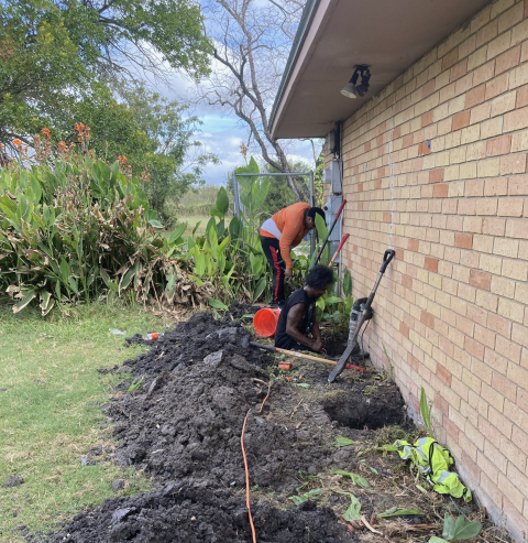 Here are some new crew members digging holes to install piers for our foundation repair project. We'll have pier installations going on while the remains holes are dug.