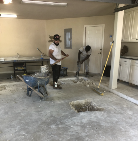 Working on some of the interior pier installations. Here are some of the breakouts for the project. These are the square breakouts we drilled through the concrete in the garage. A steel pier will be installed in each of these holes.