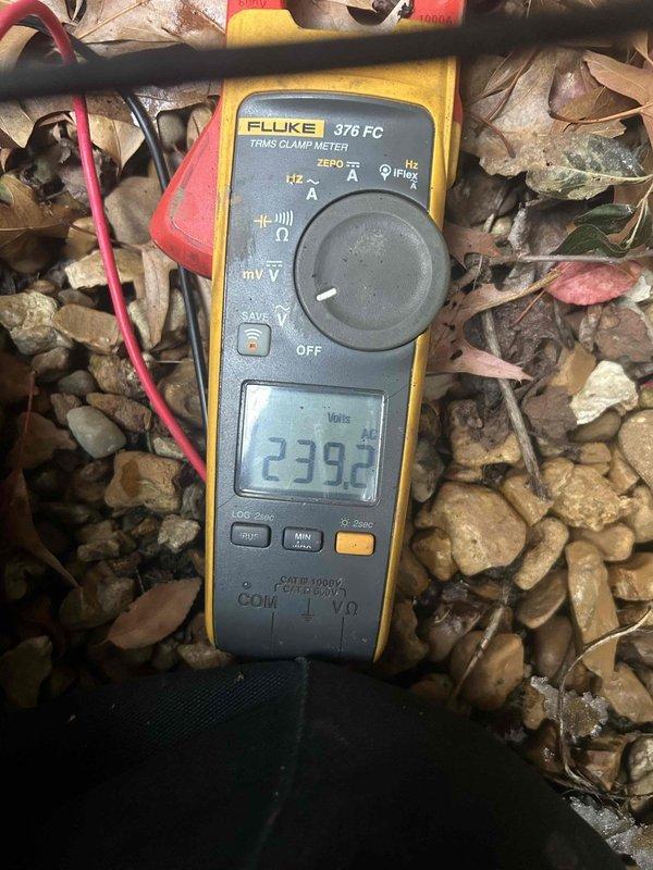 Responded to no heat complaint for Bryant heat pump system showing "system fault 89 Compressor Inverter" error code. Diagnosed electrical supply issues during inspection, confirming normal line voltage of 239.2V to outdoor unit with Fluke 376 FC meter. Determined inverter board failure was preventing compressor operation. Replaced faulty inverter control board and verified proper system operation through complete heating cycle test.