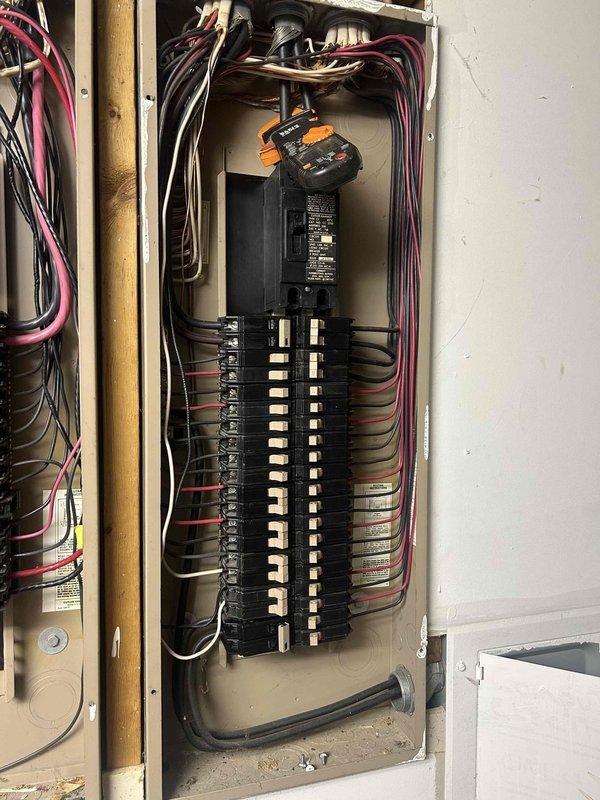 Performed follow-up service to investigate HVAC breakers consistently tripping. Inspected main panel, disconnects, and feed wires for both HVAC systems, identifying loose connections and incorrect wire sizing. Tested amp draw on all circuit segments during forced operation and replaced undersized breakers to resolve overheating issue.