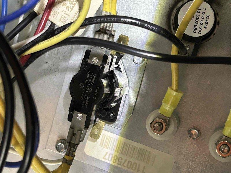 Responded to follow-up service call for temperature control issue (system not maintaining 68°F setpoint). Inspected electrical components, including control panel connections and relay assembly. Verified proper wire terminations and electrical functionality. System now operating correctly and maintaining desired temperature.
