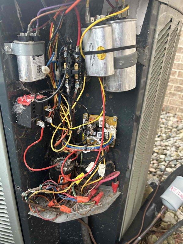 Completed seasonal Care Plan Tune Up on customer's HVAC system consisting of multiple heat pump/air handler units (two located in basement, one in attic). Performed comprehensive inspection and maintenance on all three systems. Verified proper operation of electrical components including capacitors and control board wiring. Inspected and confirmed filters were in good condition per customer-supplied requirements (two 20x25x1 filters, one 18x20x1 filter).