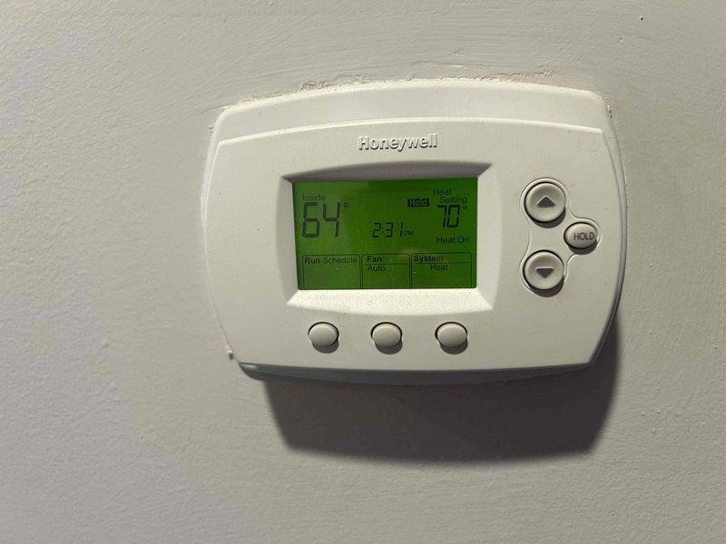 Responded to no heat call for 1-year-old Bryant gas furnace with thermostat calling for heat but no system response. Diagnosed faulty control board causing system failure to initiate heating cycle. Replaced control board, verified proper ignition sequence, and confirmed system now maintaining proper temperature differential between actual and set points.
