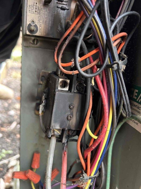 Completed installation of new Bryant heat pump (GH5SAN54800A) and air handler (FJ5ANX048) with 20KW heat kit (TU-EC-20BKB) and Honeywell S200 thermostat. System included standard safety components: SS2 coil drain sensor, overflow pan with water sensor, outdoor unit pad with snow legs, electrical connections, and refrigerant line components. Properly connected all electrical wiring and verified system functionality.