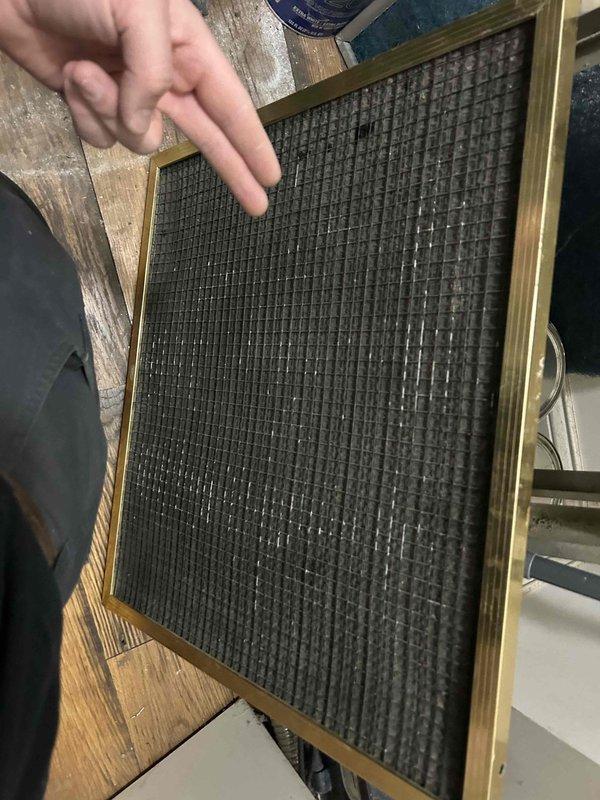 Performed scheduled Care Plan Tune-Up service on dual geothermal system and humidifier. Inspected and documented dirty air filter requiring replacement and dirty evaporator coil showing accumulated debris. Replaced humidifier pad (#35) and verified proper wiring connections to control components.