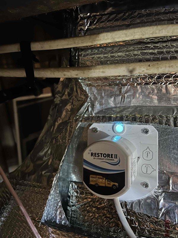 Performed scheduled Care Plan Tune Up on dual AC and dual furnace systems. Inspected electrical connections, noting some terminal corrosion that was cleaned to ensure proper function. Confirmed proper operation of air purification system (RESTORE II unit) mounted to ductwork.