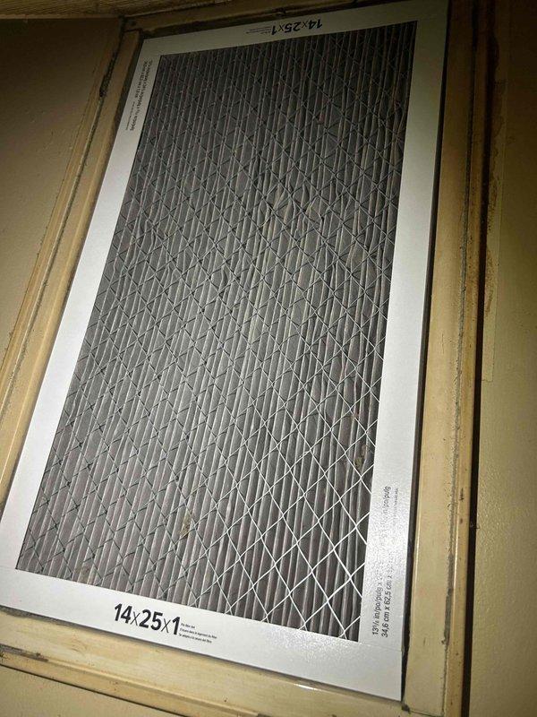 Responded to customer-reported no-heat complaint on a 10+ year old gas system. Upon inspection of the utility closet, found the air filter had been recently changed but noted airflow restrictions at the return vent. Diagnosed ignition failure in the furnace, cleaned flame sensor and verified proper gas valve operation. System now heating properly with normal cycle times and appropriate temperature differential across the heat exchanger.