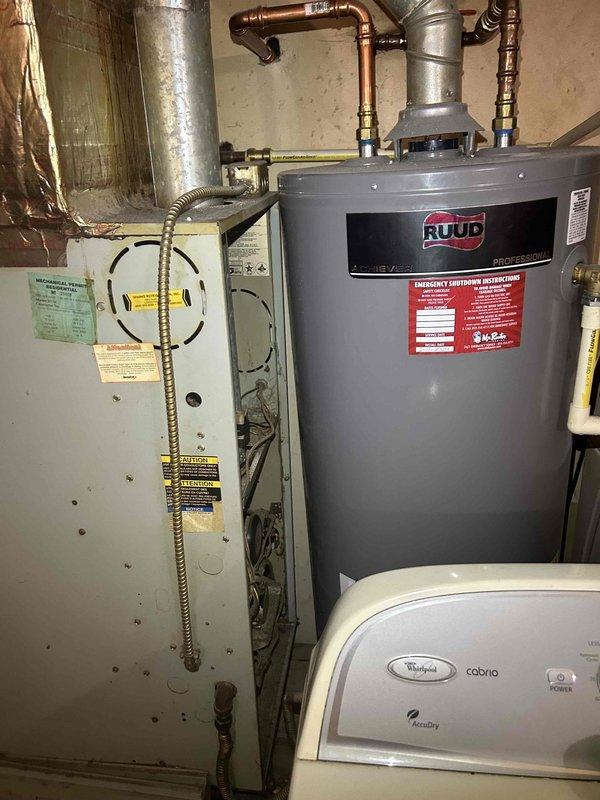 Responded to customer-reported no-heat complaint on a 10+ year old gas system. Upon inspection of the utility closet, found the air filter had been recently changed but noted airflow restrictions at the return vent. Diagnosed ignition failure in the furnace, cleaned flame sensor and verified proper gas valve operation. System now heating properly with normal cycle times and appropriate temperature differential across the heat exchanger.