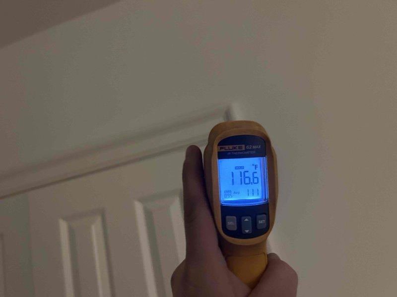 Performed scheduled tune-up service on two HVAC systems (approximately 3-4 years old) under customer's care plan. Conducted thermal imaging inspection revealing discharge air temperature of 116.6°F and inspected blower wheel assembly which appeared to be in good condition with no visible wear or damage. Customer provided filters for both units located in attic and basement.
