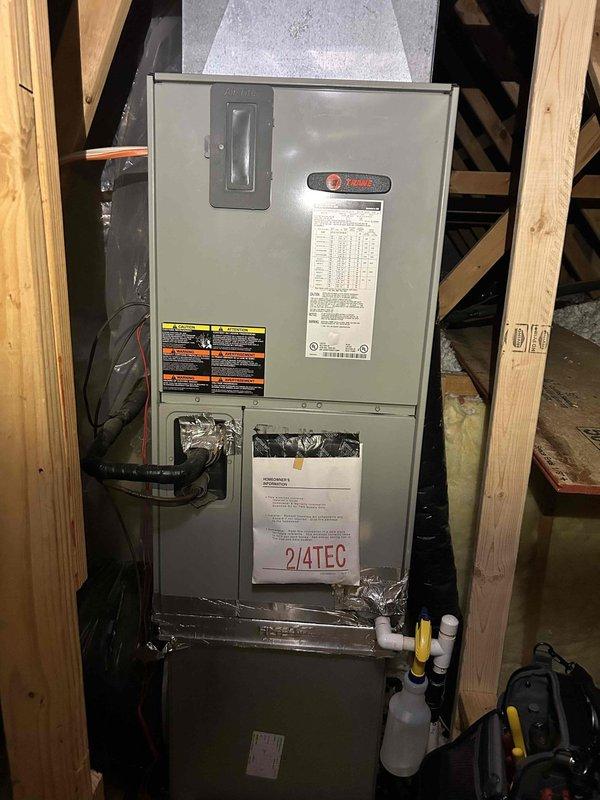 Performed comprehensive single maintenance service on customer's HVAC system. Inspected and serviced both the outdoor condenser unit and indoor furnace installation located in attic space. All components were found in operational condition with no immediate issues requiring repair.
