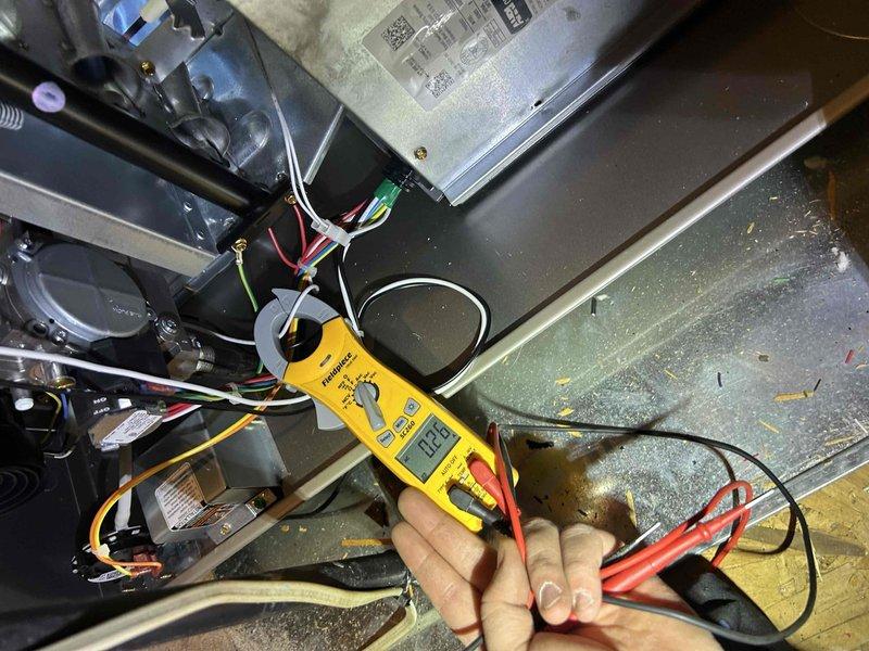 Performed scheduled Care Plan Tune-Up on dual AC and furnace systems located in attic and crawl space. Conducted electrical testing with clamp meter (72.9A reading) and inspected blower motor components. Customer advised they need replacement filters (16x25x4, 20x25x4), which will be provided at next appointment scheduled after 1:00.