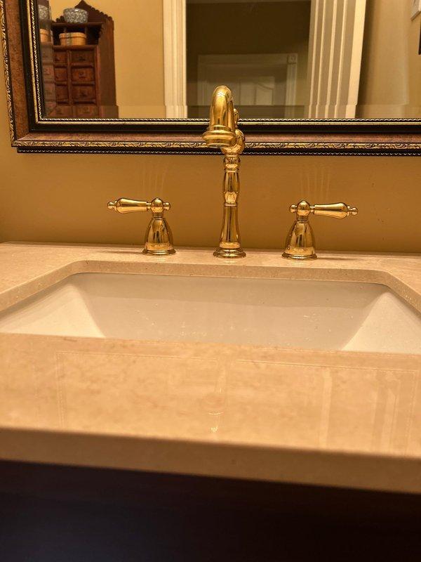 Successfully installed customer-supplied lavatory faucet in bathroom. Completed all necessary water line connections and confirmed proper functionality with no leaks at the supply lines or fittings.