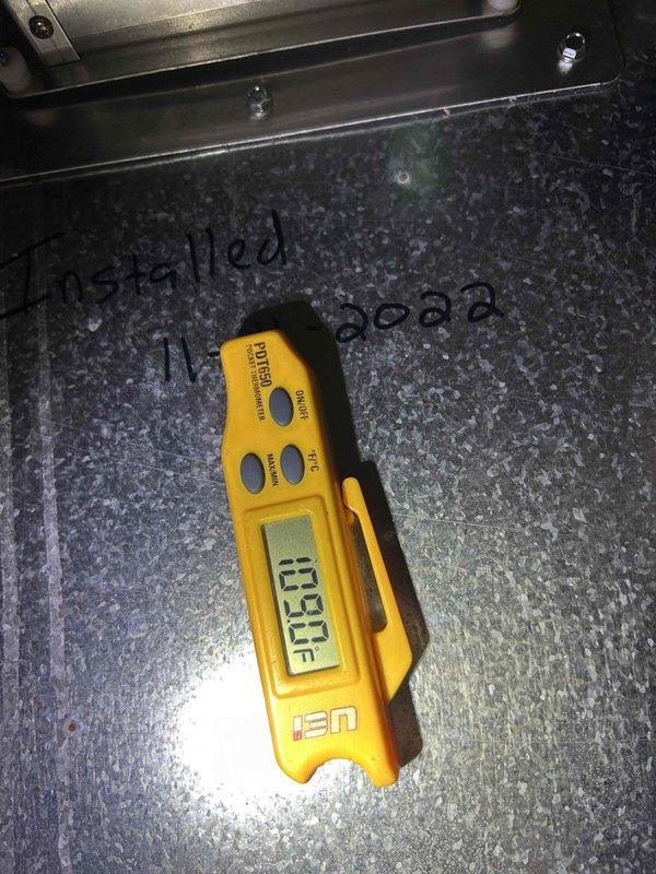 Performed routine care plan tune-up service on a geothermal system with washable filter. Inspected GeoLink circulation pumps and associated plumbing components for proper operation. Temperature testing confirmed system operating at 39.1°F, within normal parameters for geothermal equipment.