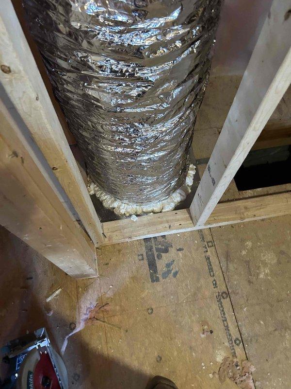 Successfully relocated air handler to crawl space and installed new flex box duct system throughout crawl space and attic areas. Completed installation of supply duct running from first to second floor with transfer return grilles for second floor and added return air jumper duct to improve airflow. Installed filter access points in first floor return grilles as specified in project scope.