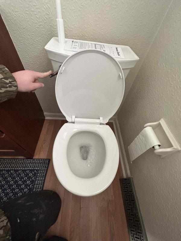 Successfully installed customer-supplied toilet in bathroom as requested. Removed existing fixture, installed new white porcelain toilet with proper connections, and verified proper functioning with no leaks or issues. Left installation area clean with toilet ready for immediate use.
