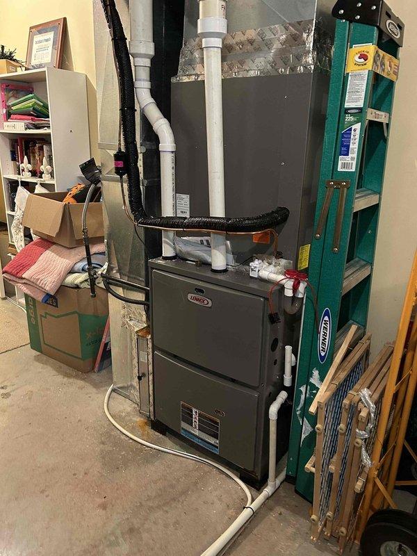 Completed Care Plan Tune Up service on the Lennox furnace system located in the basement. Inspected all electrical connections, control panel, and internal components which appeared in normal working condition. Existing 16x25x1 filter was not included in this maintenance visit.