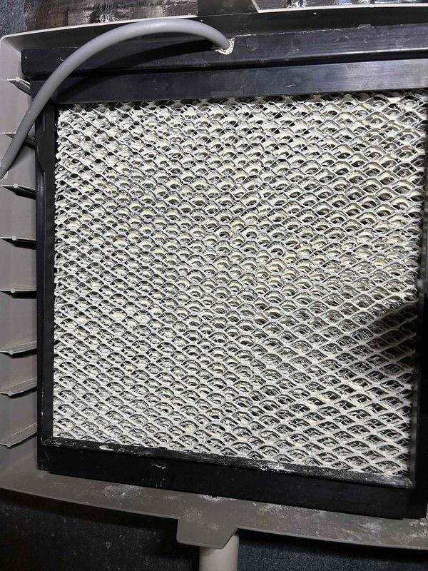 Responded to a callback regarding a humidifier pad replacement concern. Verified and replaced the #10 humidifier pad as requested. Performed scheduled Care Plan service including tune-up of two AC/GF systems. Confirmed 14x25x1 filters were properly installed in the attic unit and 20x25 customer-provided Greenpac filters were installed in the basement unit.