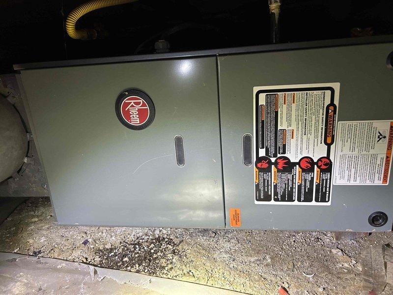 Performed scheduled Care Plan maintenance on Rheem HVAC system located in crawlspace. Inspected and verified operational status of capacitor (P291-0733) and overall system components. Identified appropriate filter size for customer as requested during service appointment.