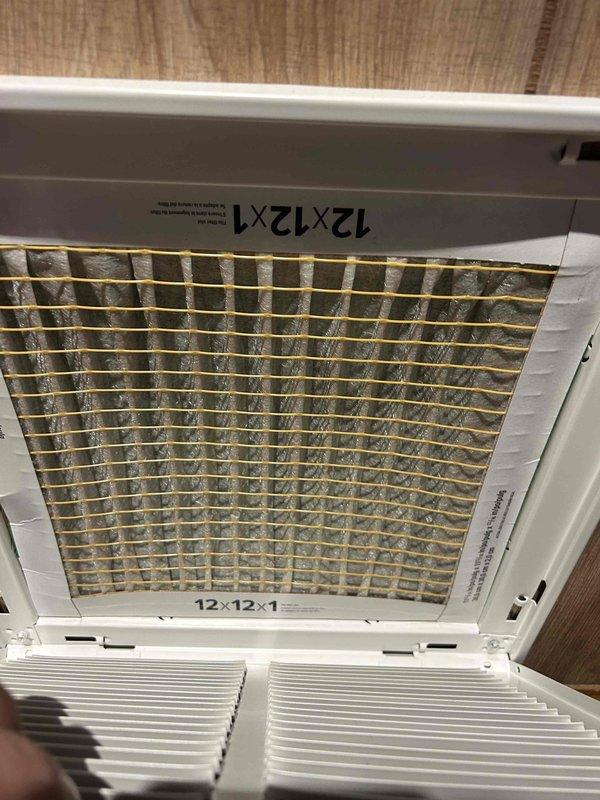 Performed annual care plan tune-up on basement AC/GF system. Inspected and confirmed proper installation of 12x12x1 air filter which was clean and in good condition. Verified system operation with temperature readings at 32.8° and checked pressure levels on system gauges.