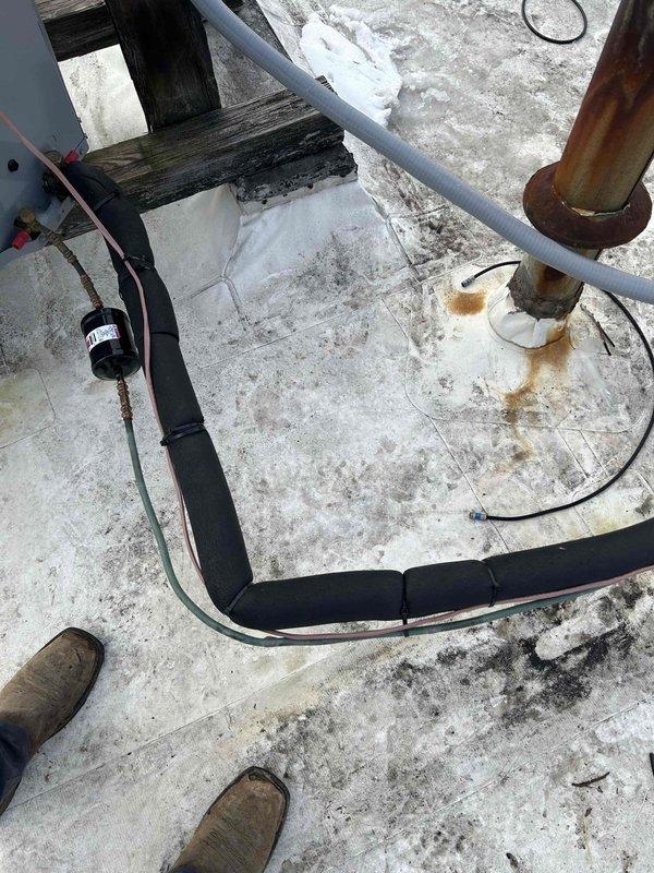 Successfully installed new outdoor wiring to replace deteriorated electrical conduit connecting rooftop HVAC equipment. Routed properly insulated cables through protective housing to ensure weather resistance and code compliance, addressing previous corrosion issues at connection points.