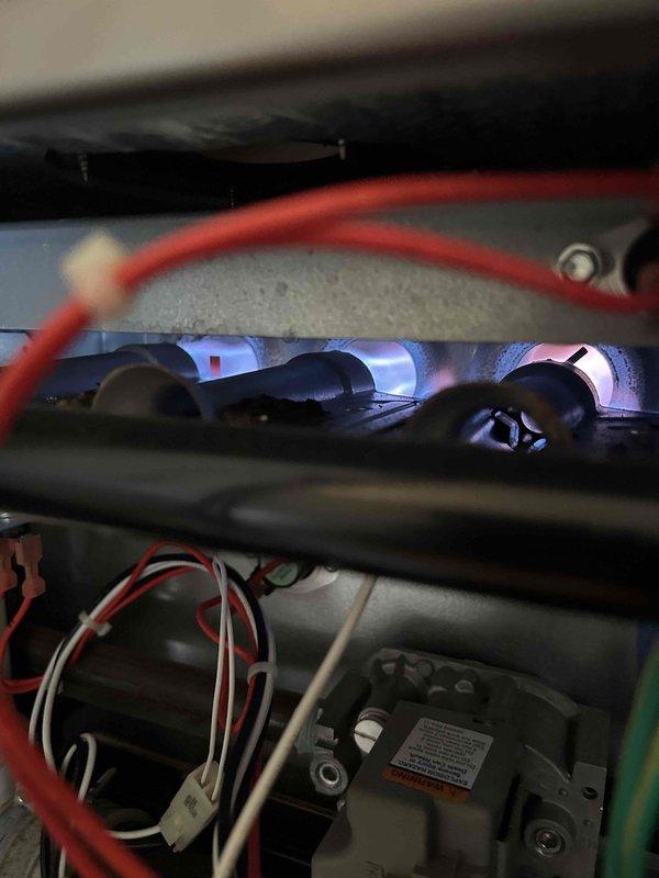 Responded to no heat complaint on 9-year-old electric HVAC system. Diagnostic inspection revealed faulty thermostat wiring connection causing communication failure between thermostat and system. Repaired damaged wire harness and restored proper signal transmission, verified full system operation through multiple heating cycles.
