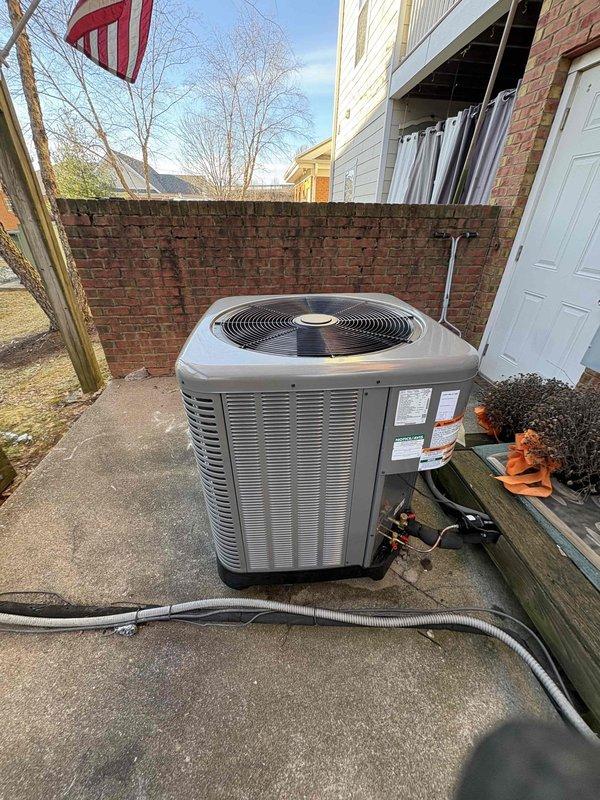 Completed installation of a RUUD 3-ton 14.3 SEER2 Two Stage Heat Pump system with matching air handler and 15 KW heat kit. System was installed using existing thermostat, electrical connections, and concrete pad, with client declining to increase the existing return. Installation included refrigerant line insulation, filter, and safety components including SS2 coil drain water sensor.