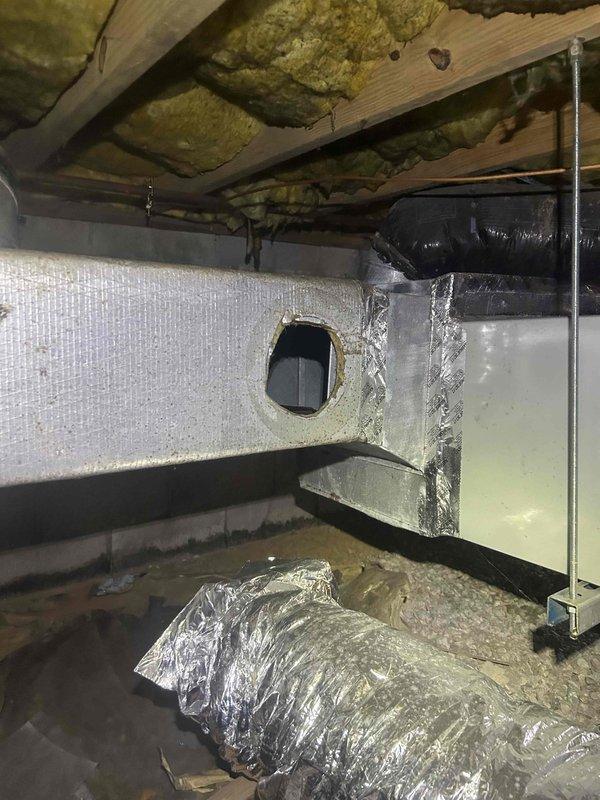 Returned to customer's location to replace humidifier pad #35. Inspected the ductwork system, noting proper installation of the humidifier on the metal ductwork. Observed the surrounding insulation between floor joists was intact and properly positioned. Completed the replacement and verified the system was functioning correctly.