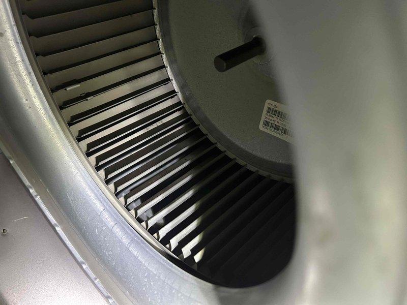 Performed scheduled care plan tune-up on basement AC/GF unit. Inspected blower wheel assembly and found it in good operational condition with no abnormal buildup or damage. Examined ductwork connections and seals, which were properly secured with metal tape. Replaced customer-provided 16x25x1 air filter as part of maintenance service.