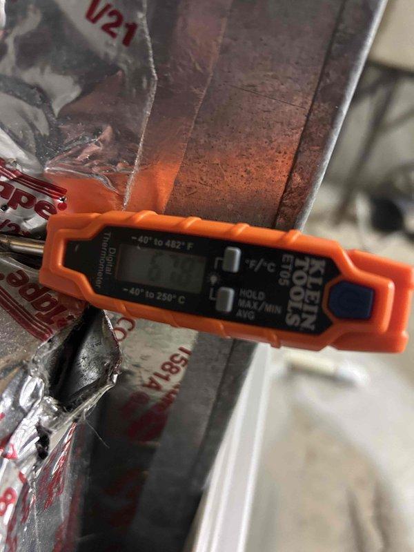 Performed Care Plan Tune Up on heat pump/gas furnace system located in basement. Conducted temperature differential testing using digital thermometer on supply ductwork. Replaced existing Honeywell 16x25x4 air filter with new unit to ensure proper system airflow and filtration.