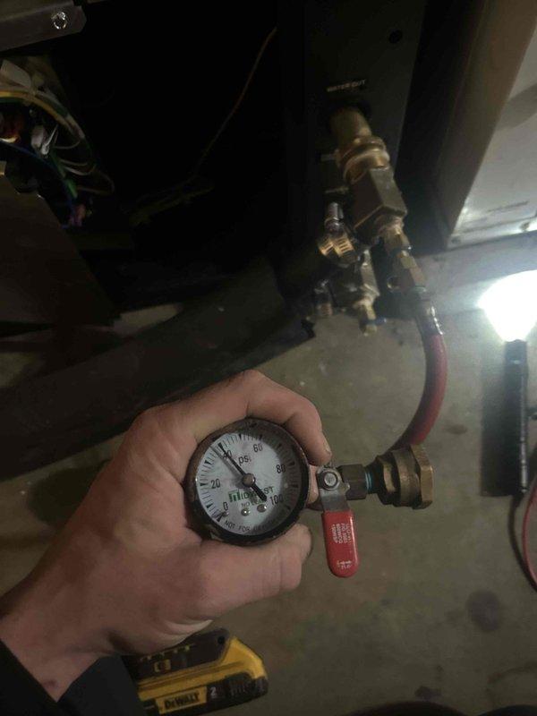 Performed scheduled Care Plan Tune Up on customer's dual Geo system. Checked refrigerant pressure readings (approximately 30-35 PSI) on both units. Serviced and cleaned washable filter in basement unit and replaced 20x20x1 filter in upstairs utility closet unit. All systems operating within normal parameters.