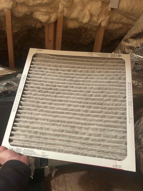 Performed annual club maintenance on 2021 heat pump/air handler system. Inspected and replaced standard pleated filter with new one as customer had switched from washable type. Conducted electrical diagnostic testing with Fluke 376 meter, confirming proper voltage reading of 352V at the unit.
