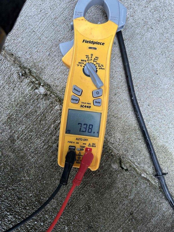 Completed Care Plan Tune Up on ground floor AC and mini-split units located in attic and garage. Performed electrical diagnostics using clamp meter, recording amperage reading of 7.38 and voltage reading of 448.1. Customer-supplied filters were installed as requested.