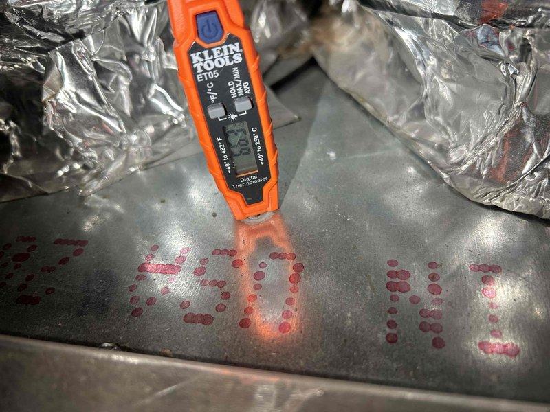 Performed scheduled Care Plan maintenance on geothermal HVAC system in crawlspace. Conducted comprehensive diagnostics including temperature readings with Klein Tools ET05 thermometer and electrical load testing with Fluke 376 FC clamp meter (6.1A reading). Replaced filter as per quarterly maintenance schedule and ensured crawlspace light was turned off and door secured upon completion.
