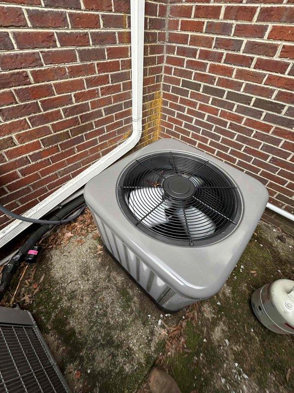Successfully installed a complete RUUD 2-ton 14.3 SEER2 heat pump system with matching air handler and 10KW heat kit. System installation included digital thermostat, base box with filter rack, condensate trap, SS2 coil drain safety water sensor, and necessary electrical connections. All equipment was properly connected to existing ductwork with appropriate transitions.