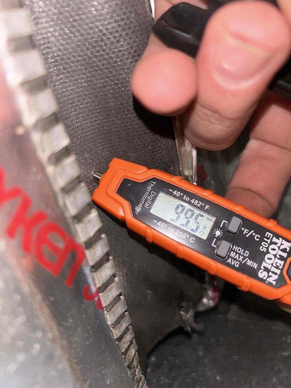 Performed scheduled Care Plan tune-up on customer's heat pump system. Measured supply air temperature at 47.7°F and verified proper amperage draw of 39.0A using Fluke clamp meter. System is operating within normal parameters with customer-supplied 20x20x1 filters in place.